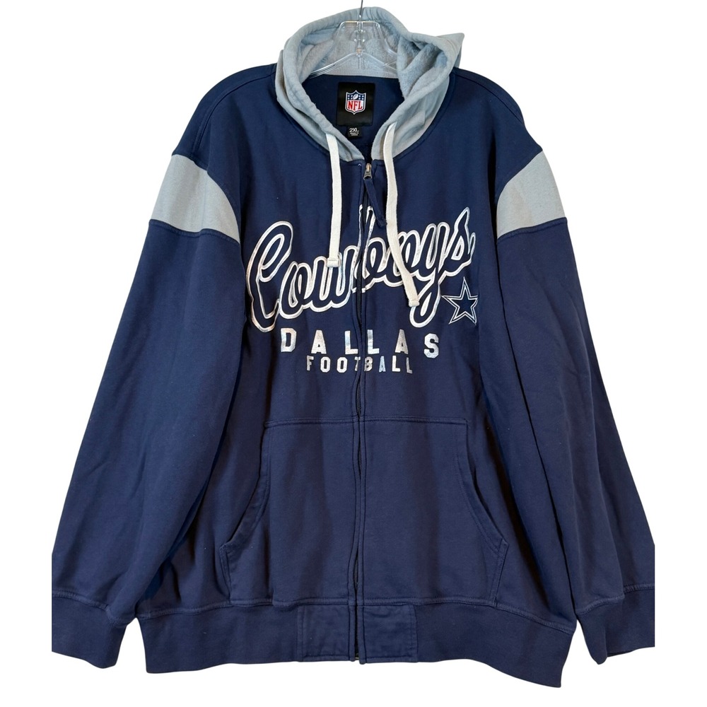 NFL Dallas Cowboys Men 2XL Full Zip Hoodie Navy Blue Sweatshirt Gameday Football